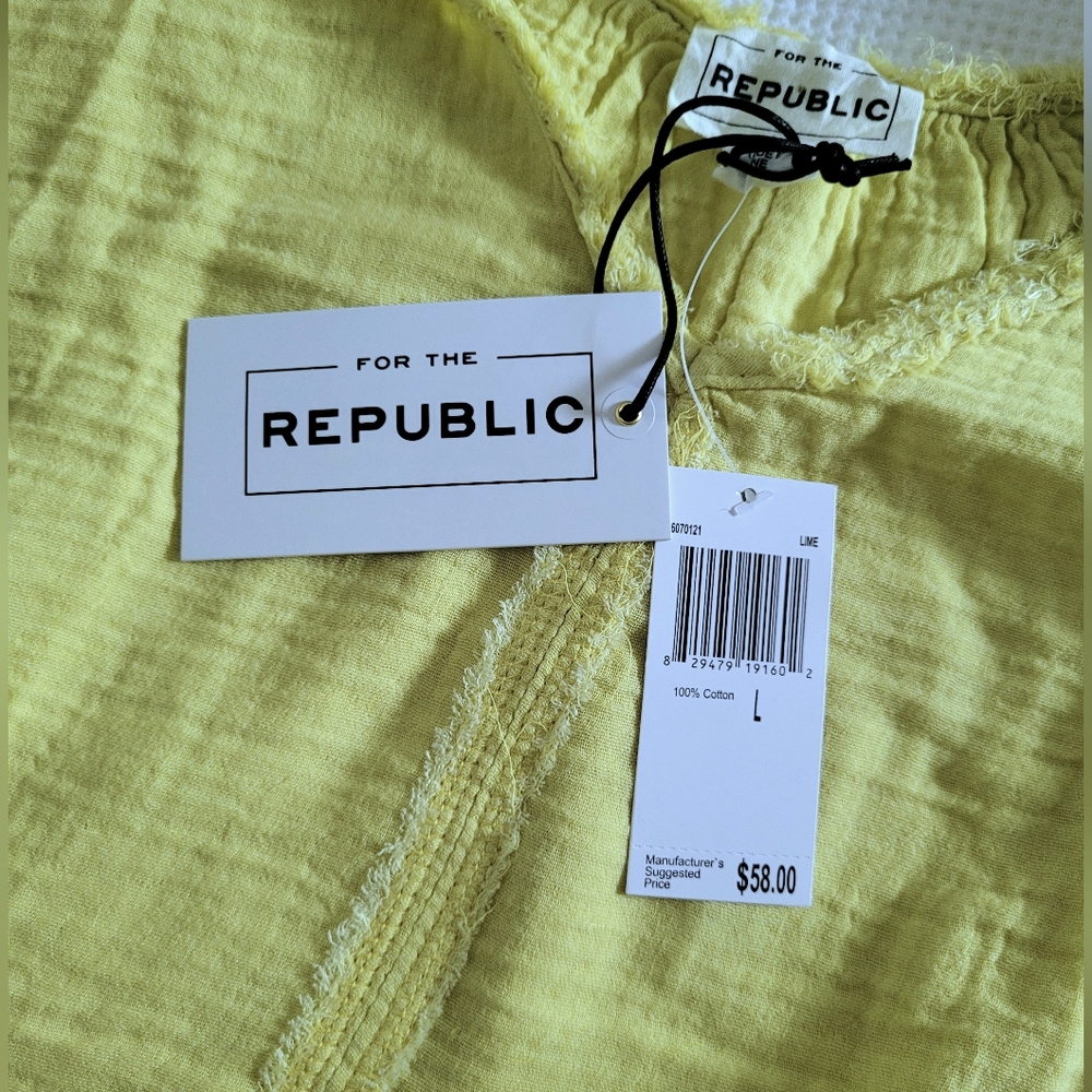 For the Republic Chartreuse V-Neck Top - NWT - Picture 13 of 13